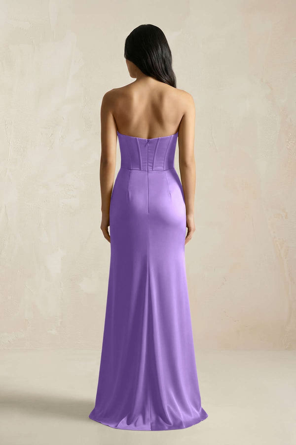 Sweetheart Corset Ruched Bridesmaid Dress in Lilac - KissProm Bridesmaid Dresses