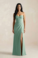 Sweetheart Corset Ruched Bridesmaid Dress in Mint Green - KissProm Bridesmaid Dresses