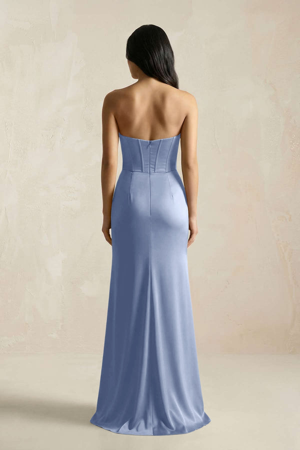 Sweetheart Corset Ruched Bridesmaid Dress in Mist - KissProm Bridesmaid Dresses