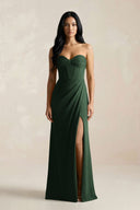 Sweetheart Corset Ruched Bridesmaid Dress in Moss - KissProm Bridesmaid Dresses