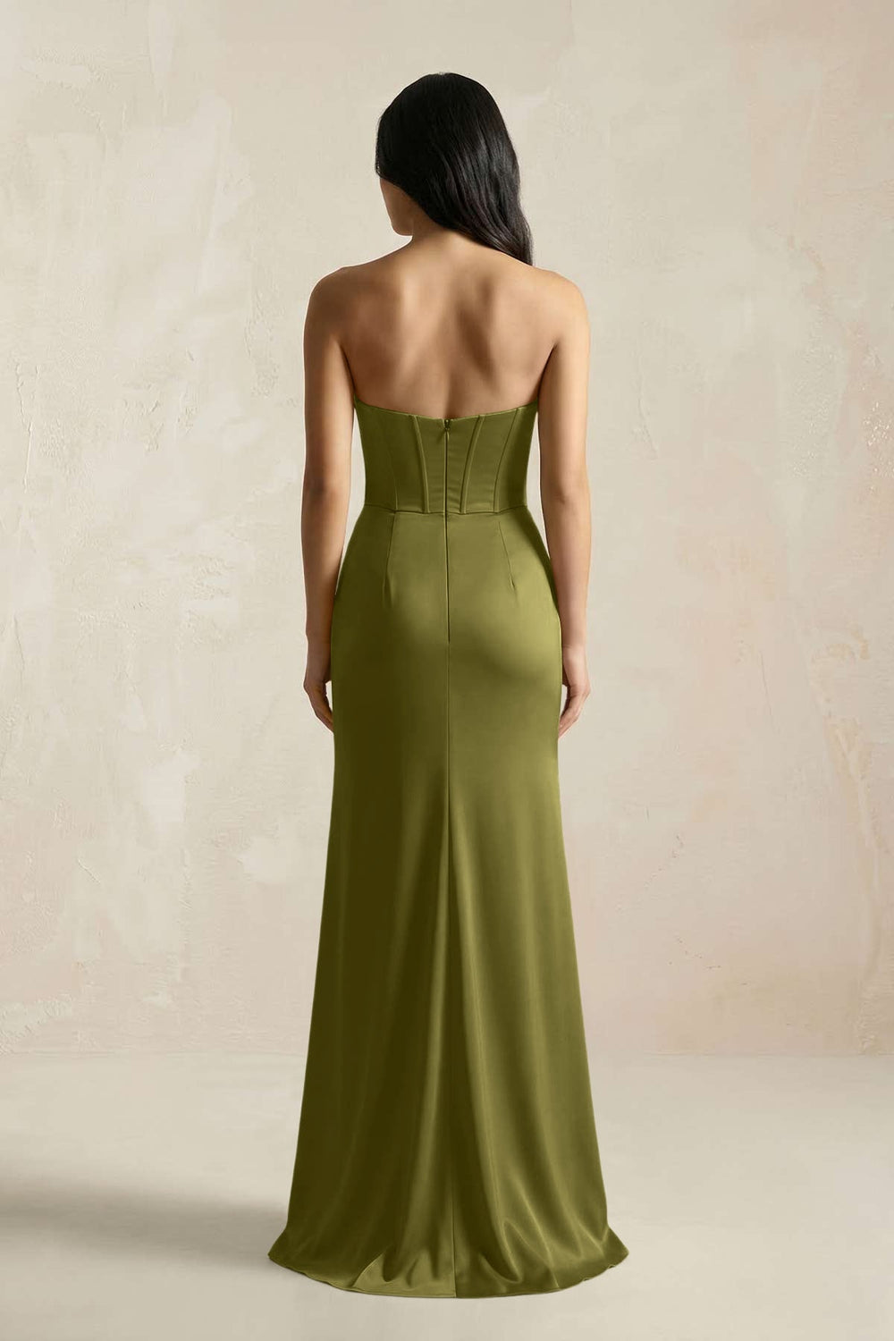 Sweetheart Corset Ruched Bridesmaid Dress in Moss Green - KissProm Bridesmaid Dresses