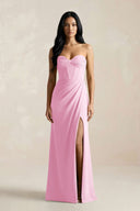 Sweetheart Corset Ruched Bridesmaid Dress in Pink - KissProm Bridesmaid Dresses