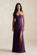 Sweetheart Corset Ruched Bridesmaid Dress in Plum - KissProm Bridesmaid Dresses