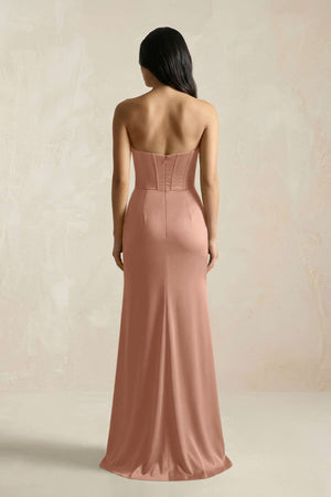 Sweetheart Corset Ruched Bridesmaid Dress in Rosette - KissProm Bridesmaid Dresses