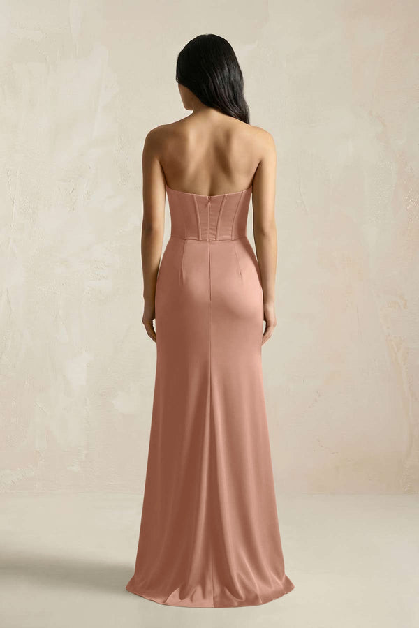 Sweetheart Corset Ruched Bridesmaid Dress in Rosette - KissProm Bridesmaid Dresses