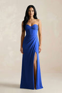 Sweetheart Corset Ruched Bridesmaid Dress in Royal Blue - KissProm Bridesmaid Dresses