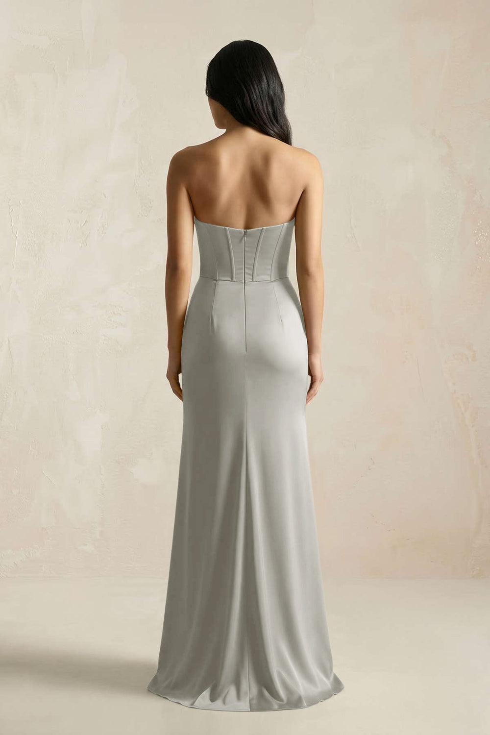 Sweetheart Corset Ruched Bridesmaid Dress in Silver - KissProm Bridesmaid Dresses