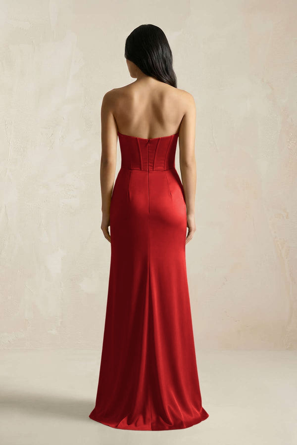 Sweetheart Corset Ruched Bridesmaid Dress in Spice - KissProm Bridesmaid Dresses
