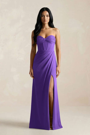 Sweetheart Corset Ruched Bridesmaid Dress in Tahiti - KissProm Bridesmaid Dresses