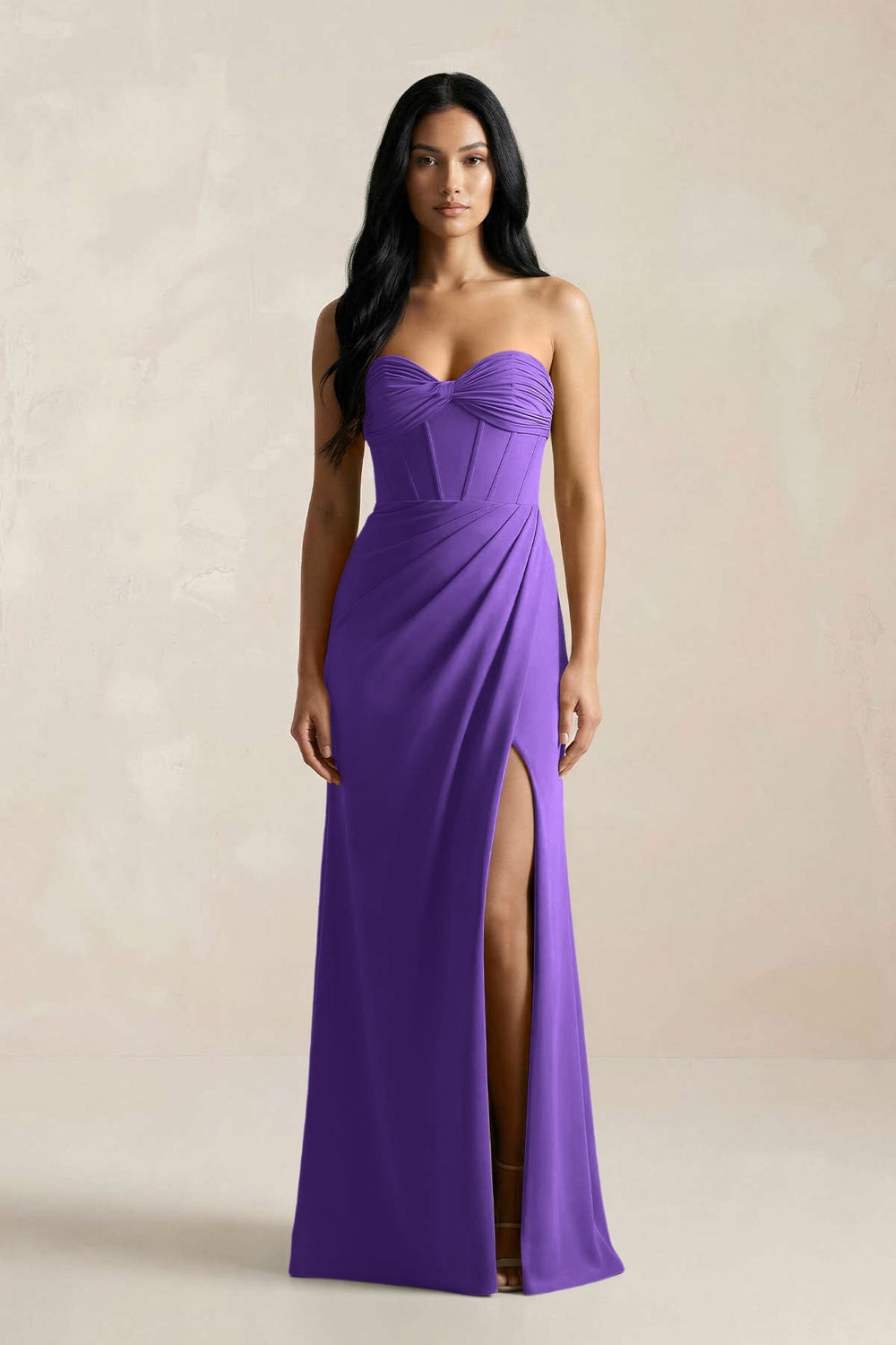 Sweetheart Corset Ruched Bridesmaid Dress in Tahiti - KissProm Bridesmaid Dresses
