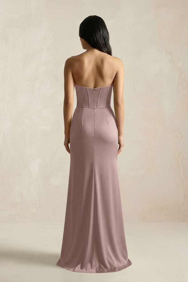 Sweetheart Corset Ruched Bridesmaid Dress in Toffee - KissProm Bridesmaid Dresses
