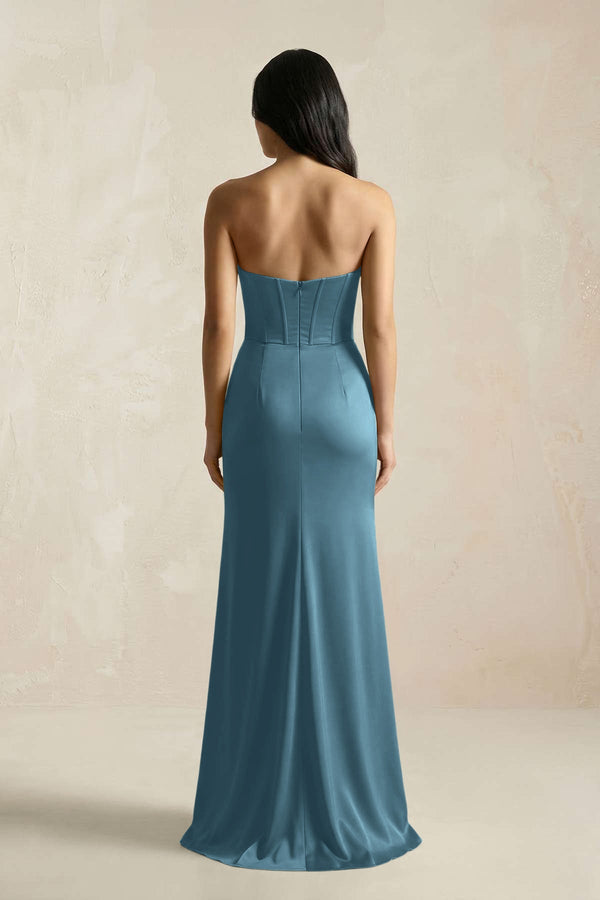 Sweetheart Corset Ruched Bridesmaid Dress in Twilight - KissProm Bridesmaid Dresses