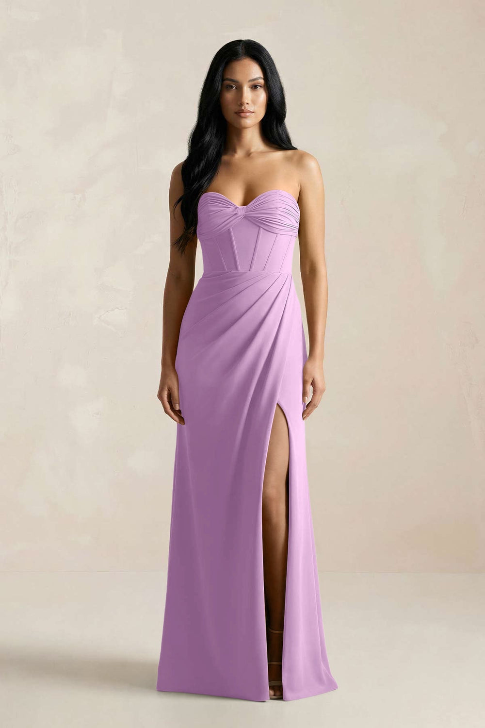 Sweetheart Corset Ruched Bridesmaid Dress in Vintage Mauve - KissProm Bridesmaid Dresses