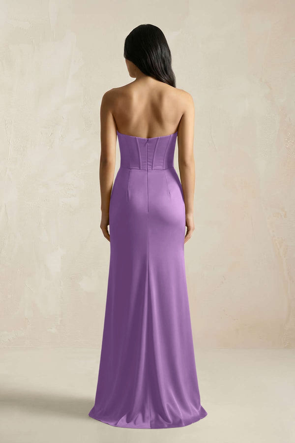 Sweetheart Corset Ruched Bridesmaid Dress in Wisteria - KissProm Bridesmaid Dresses