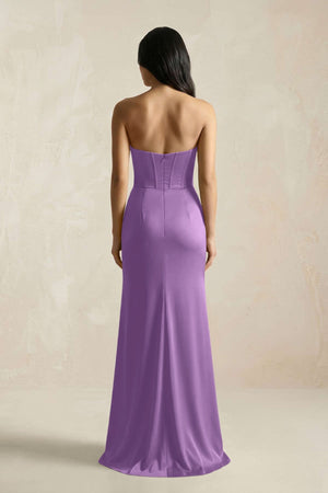 Sweetheart Corset Ruched Bridesmaid Dress in Wisteria - KissProm Bridesmaid Dresses