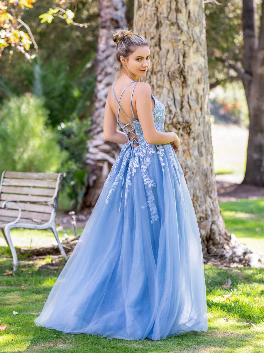 A-line Lace Applique Floor Length Tulle Prom Dress A-line Lace Applique Floor Length Tulle Prom Dress