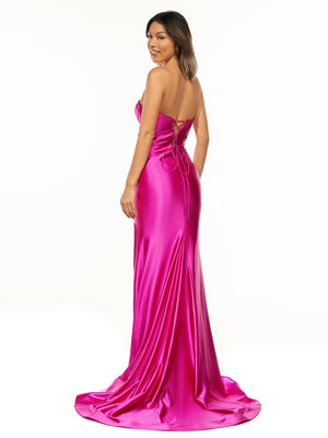Abby | Sweetheart Fuchsia Pleated Mermaid Long Prom Dress