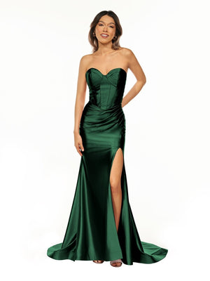 Abby | Sweetheart Fuchsia Pleated Mermaid Long Prom Dress