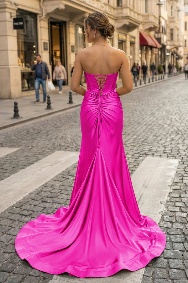 Sweetheart Satin Mermaid Long Prom Dress - KISSPROM PROM DRESSES