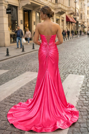 Sweetheart Satin Mermaid Long Prom Dress - KISSPROM PROM DRESSES