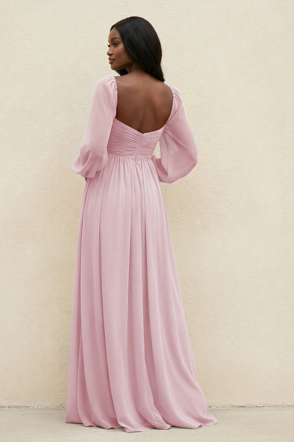 Sweetheart Long Sleeve A - Line Bridesmaid Dress in Candy Pink - KissProm Bridesmaid Dresses