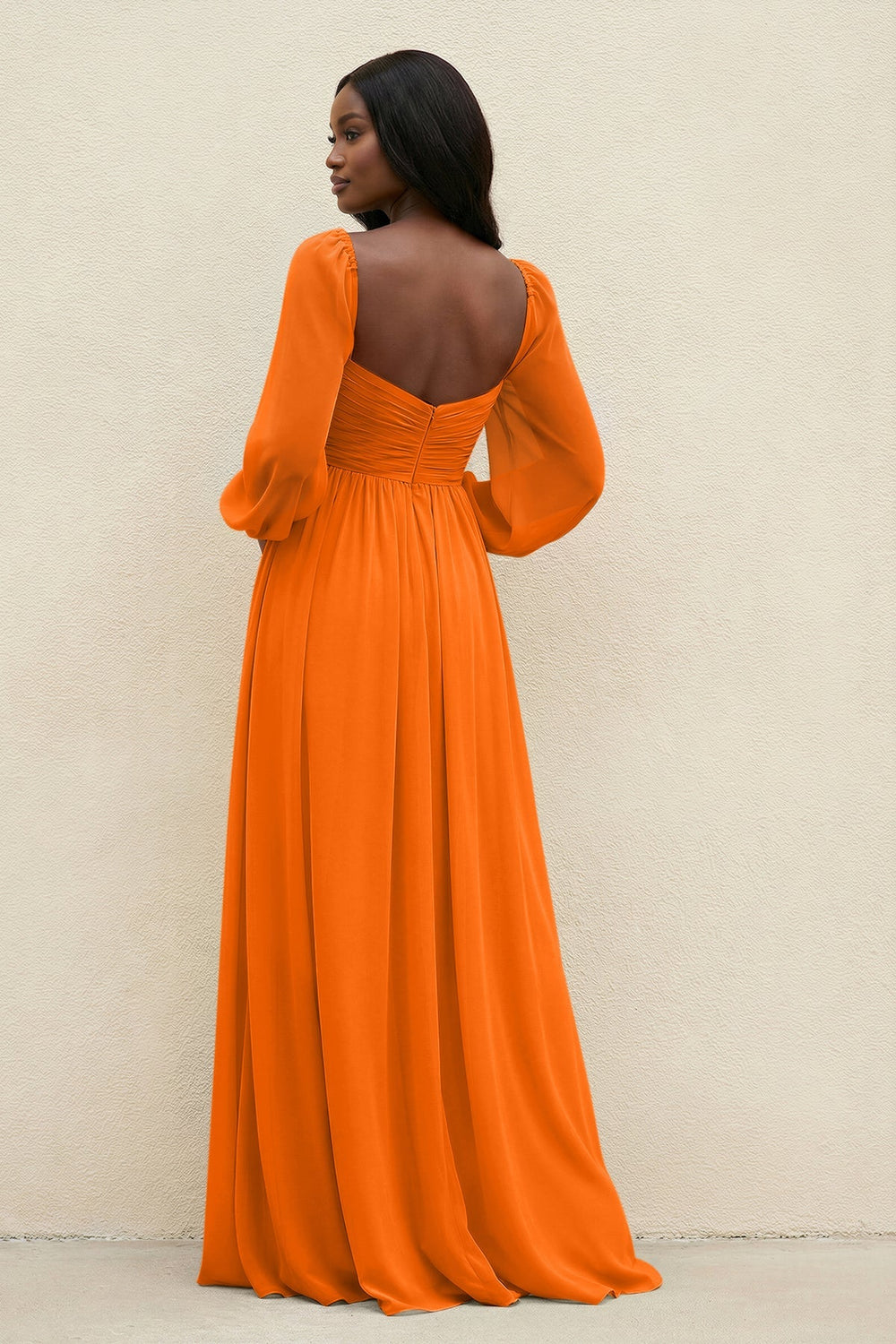 Sweetheart Long Sleeve A - Line Bridesmaid Dress in Cinnamon - KissProm Bridesmaid Dresses
