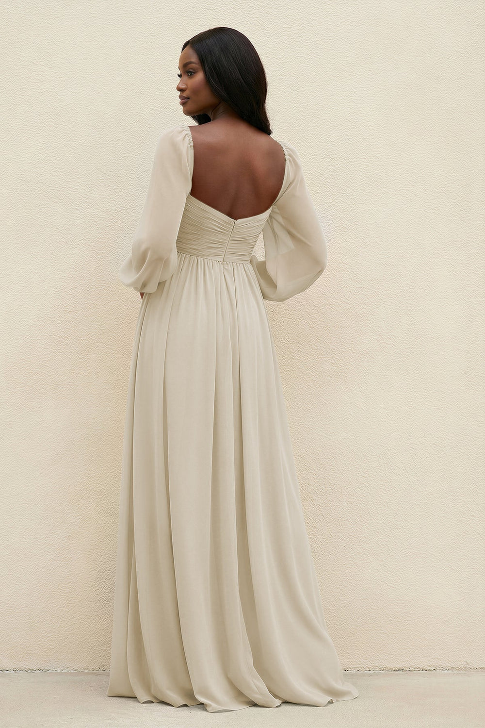 Sweetheart Long Sleeve A - Line Bridesmaid Dress in Dove Gray - KissProm Bridesmaid Dresses
