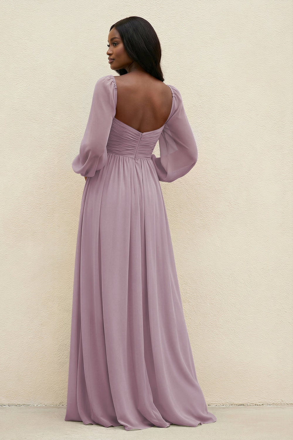 Sweetheart Long Sleeve A - Line Bridesmaid Dress in Dusk - KissProm Bridesmaid Dresses