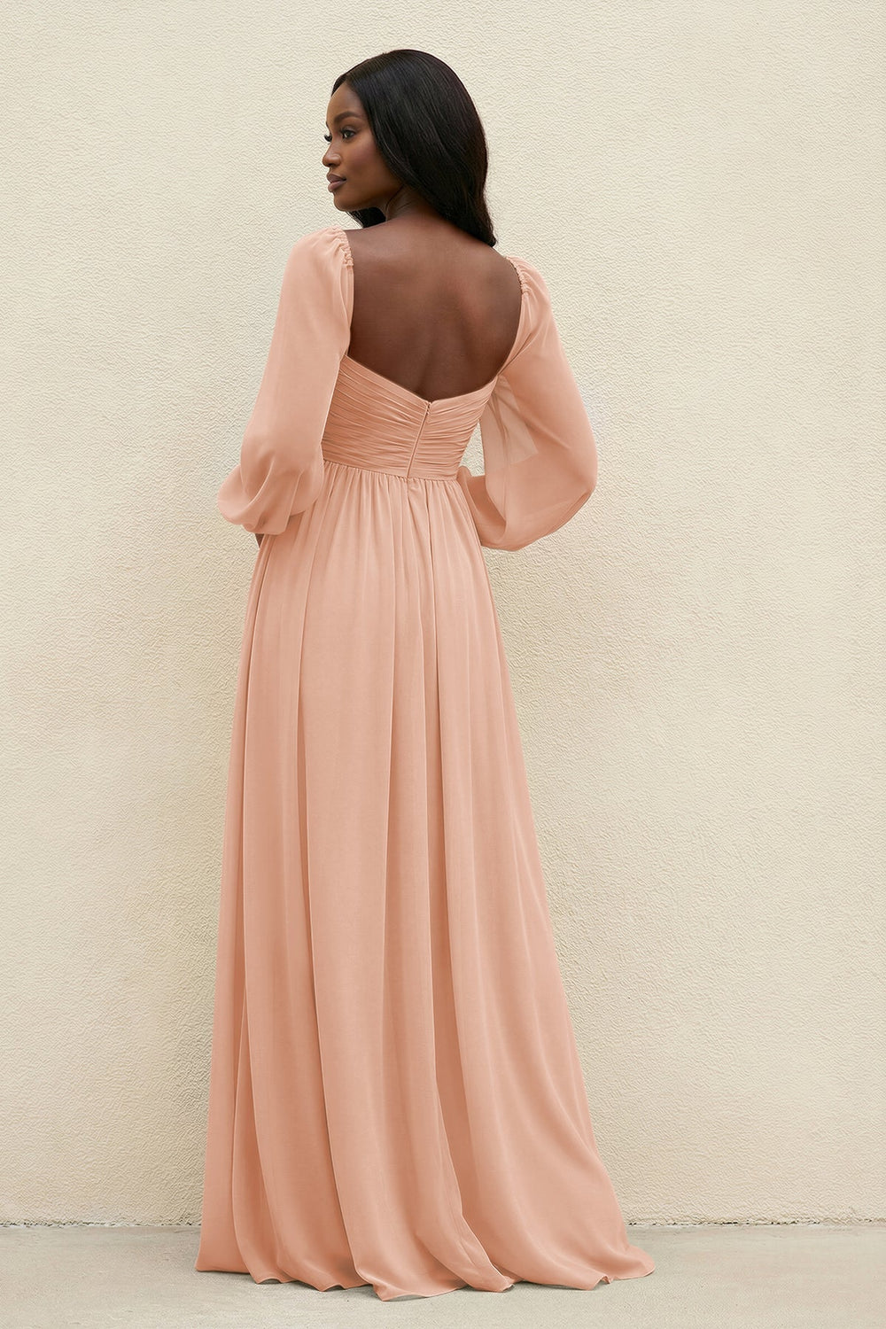 Sweetheart Long Sleeve A - Line Bridesmaid Dress in English Rose - KissProm Bridesmaid Dresses