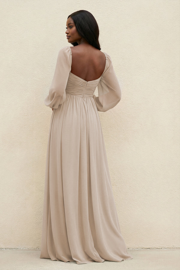 Sweetheart Long Sleeve A - Line Bridesmaid Dress in Frost - KissProm Bridesmaid Dresses