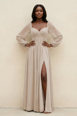 Sweetheart Long Sleeve A - Line Bridesmaid Dress in Frost - KissProm Bridesmaid Dresses