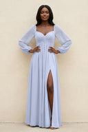 Sweetheart Long Sleeve A - Line Bridesmaid Dress in Ice - KissProm Bridesmaid Dresses