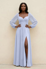 Sweetheart Long Sleeve A - Line Bridesmaid Dress in Ice - KissProm Bridesmaid Dresses