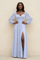 Sweetheart Long Sleeve A - Line Bridesmaid Dress in Ice - KissProm Bridesmaid Dresses