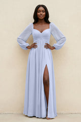 Sweetheart Long Sleeve A - Line Bridesmaid Dress in Ice - KissProm Bridesmaid Dresses