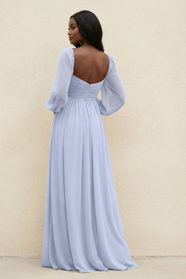 Sweetheart Long Sleeve A - Line Bridesmaid Dress in Ice - KissProm Bridesmaid Dresses