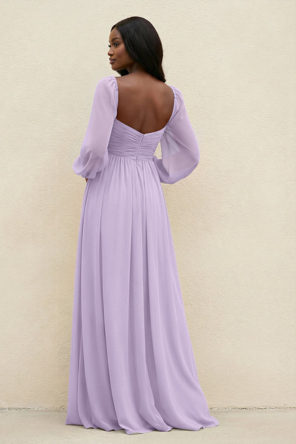 Sweetheart Long Sleeve A - Line Bridesmaid Dress in Lavender - KissProm Bridesmaid Dresses