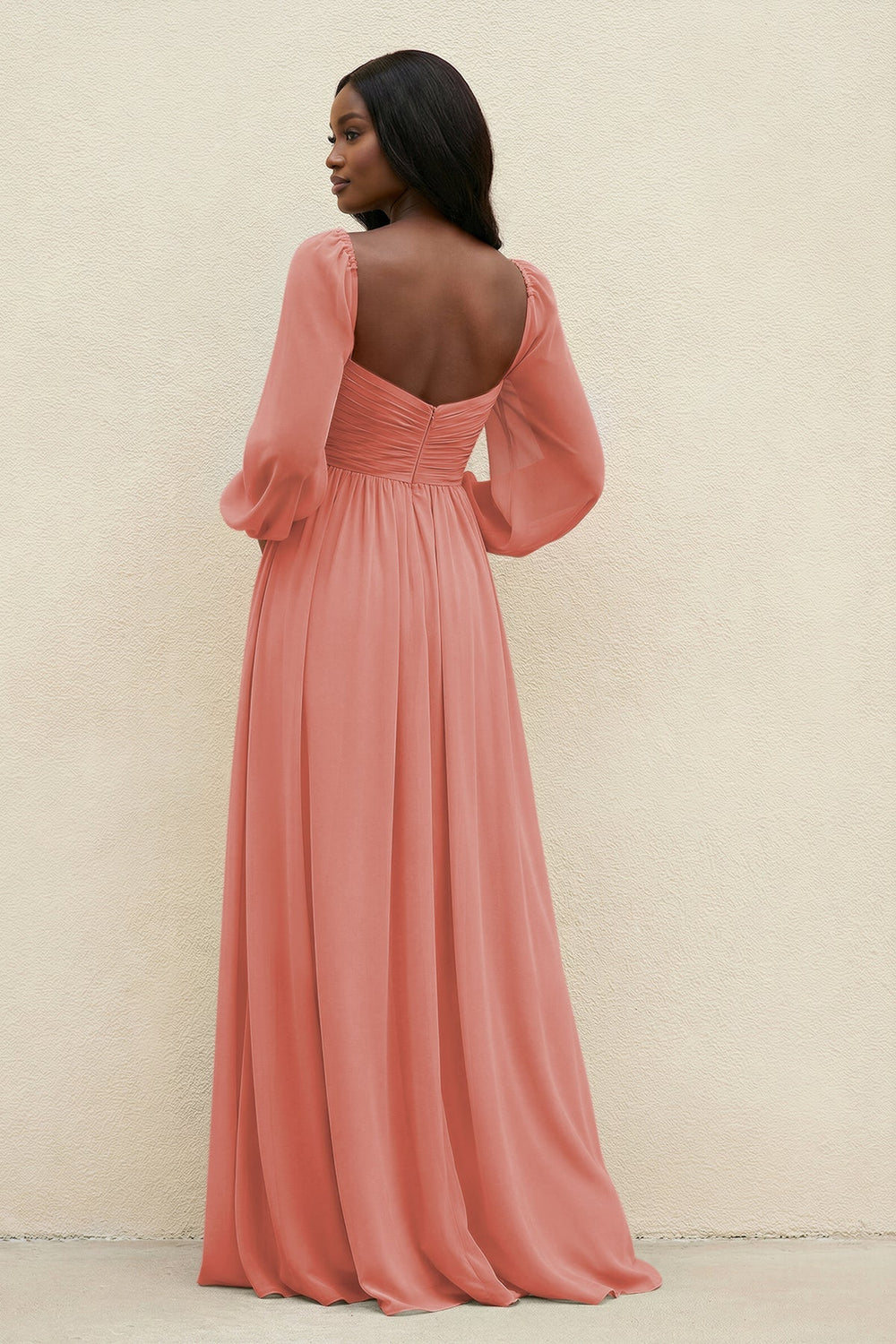 Sweetheart Long Sleeve A - Line Bridesmaid Dress in Mulberry - KissProm Bridesmaid Dresses