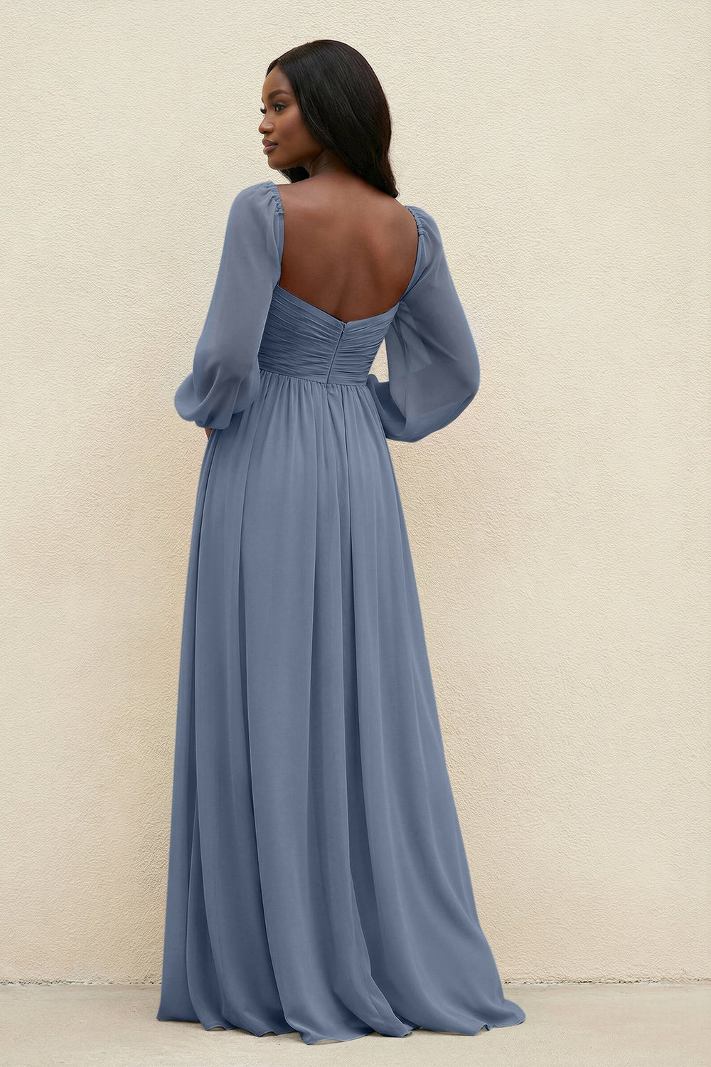 Sweetheart Long Sleeve A - Line Bridesmaid Dress in Neptune - KissProm Bridesmaid Dresses