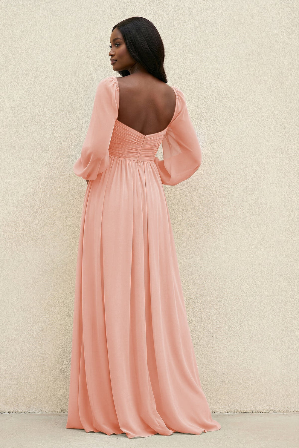 Sweetheart Long Sleeve A - Line Bridesmaid Dress in Rose Petal - KissProm Bridesmaid Dresses