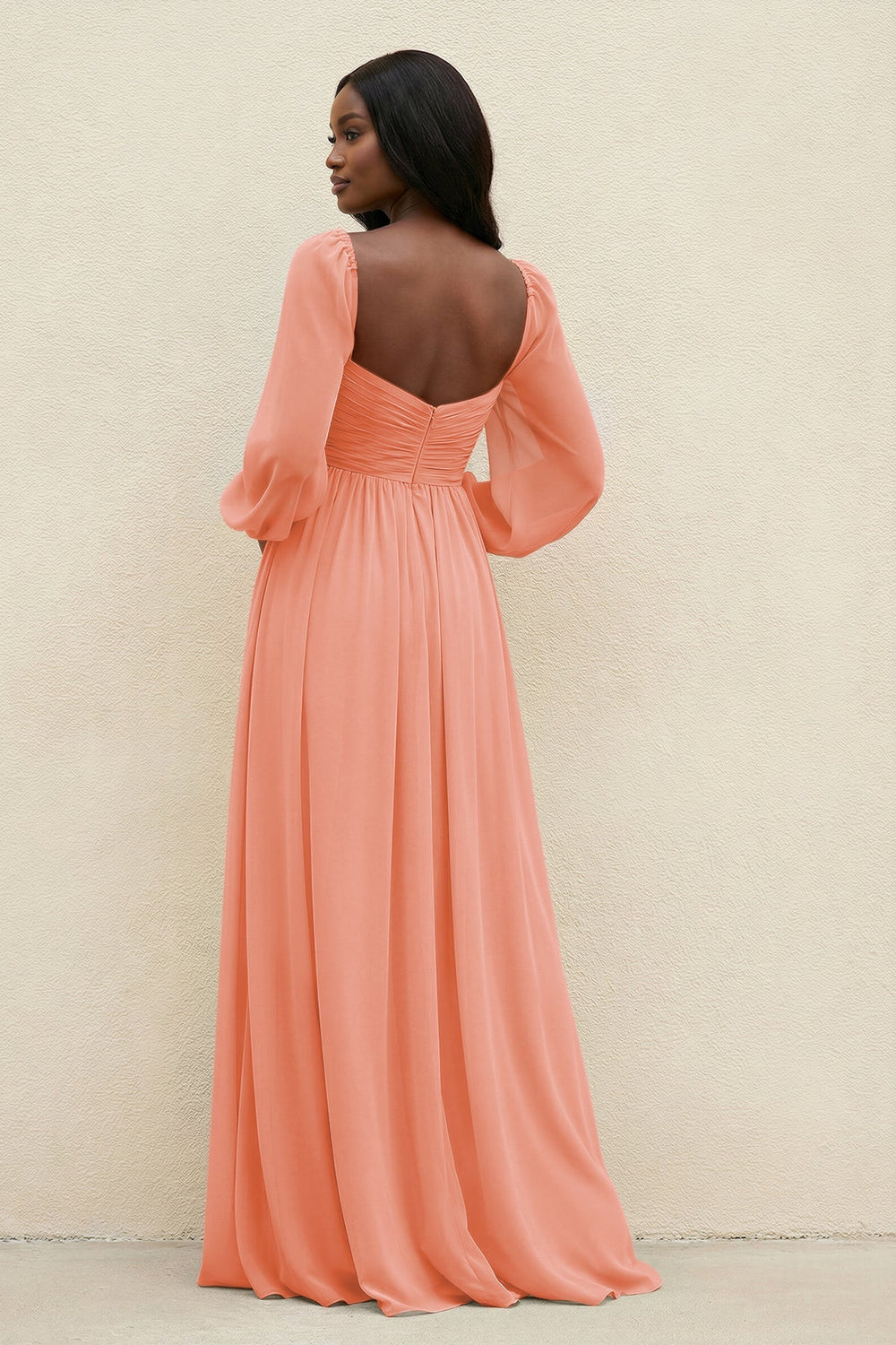 Sweetheart Long Sleeve A - Line Bridesmaid Dress in Rosette - KissProm Bridesmaid Dresses