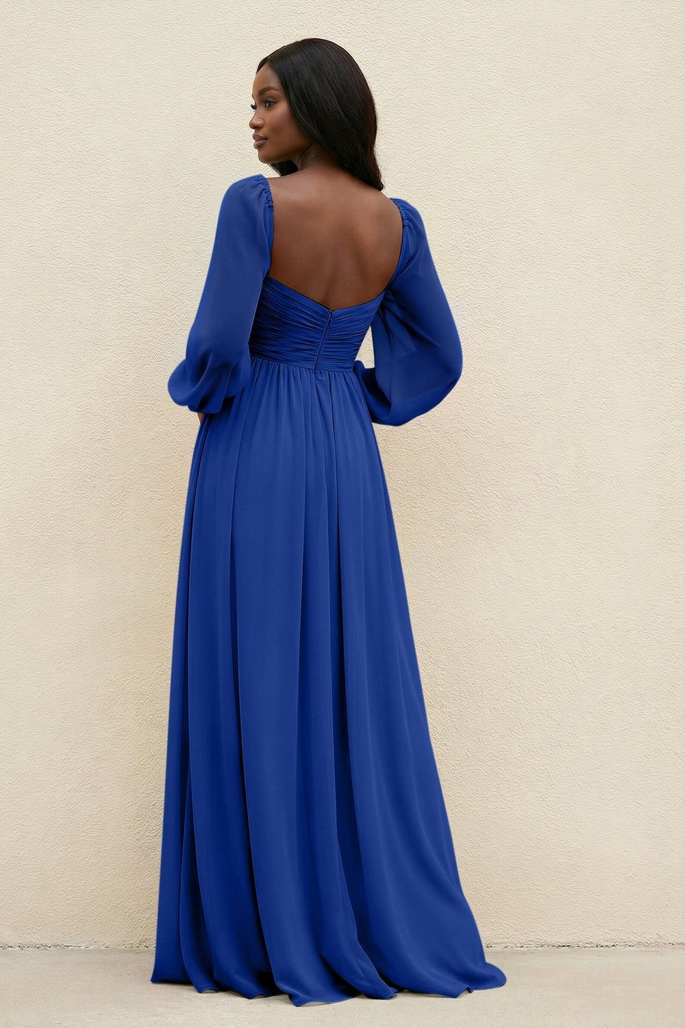 Sweetheart Long Sleeve A - Line Bridesmaid Dress in Royal Blue - KissProm Bridesmaid Dresses