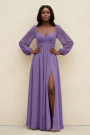 Sweetheart Long Sleeve A - Line Bridesmaid Dress in Tahiti - KissProm Bridesmaid Dresses