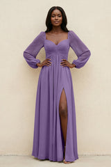 Sweetheart Long Sleeve A - Line Bridesmaid Dress in Tahiti - KissProm Bridesmaid Dresses