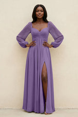 Sweetheart Long Sleeve A - Line Bridesmaid Dress in Tahiti - KissProm Bridesmaid Dresses