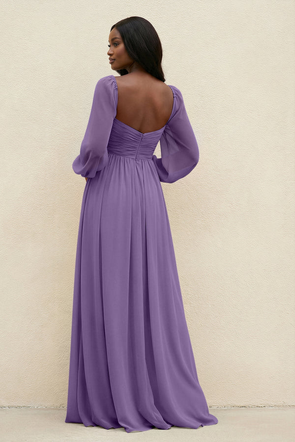 Sweetheart Long Sleeve A - Line Bridesmaid Dress in Tahiti - KissProm Bridesmaid Dresses