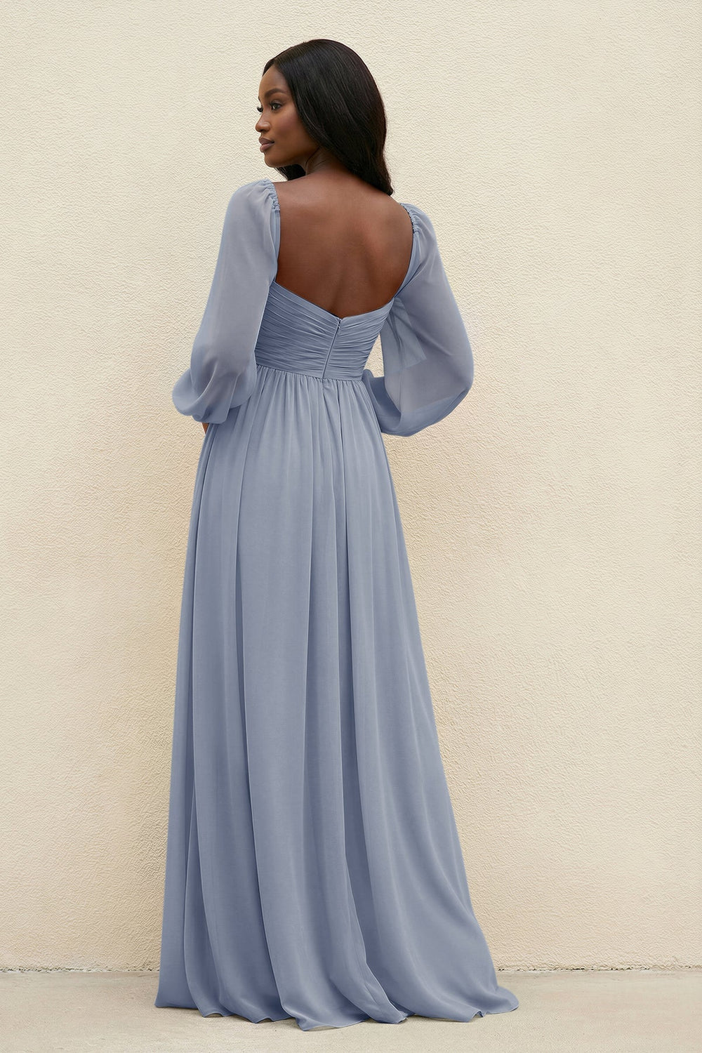 Sweetheart Long Sleeve A - Line Bridesmaid Dress in Twilight - KissProm Bridesmaid Dresses