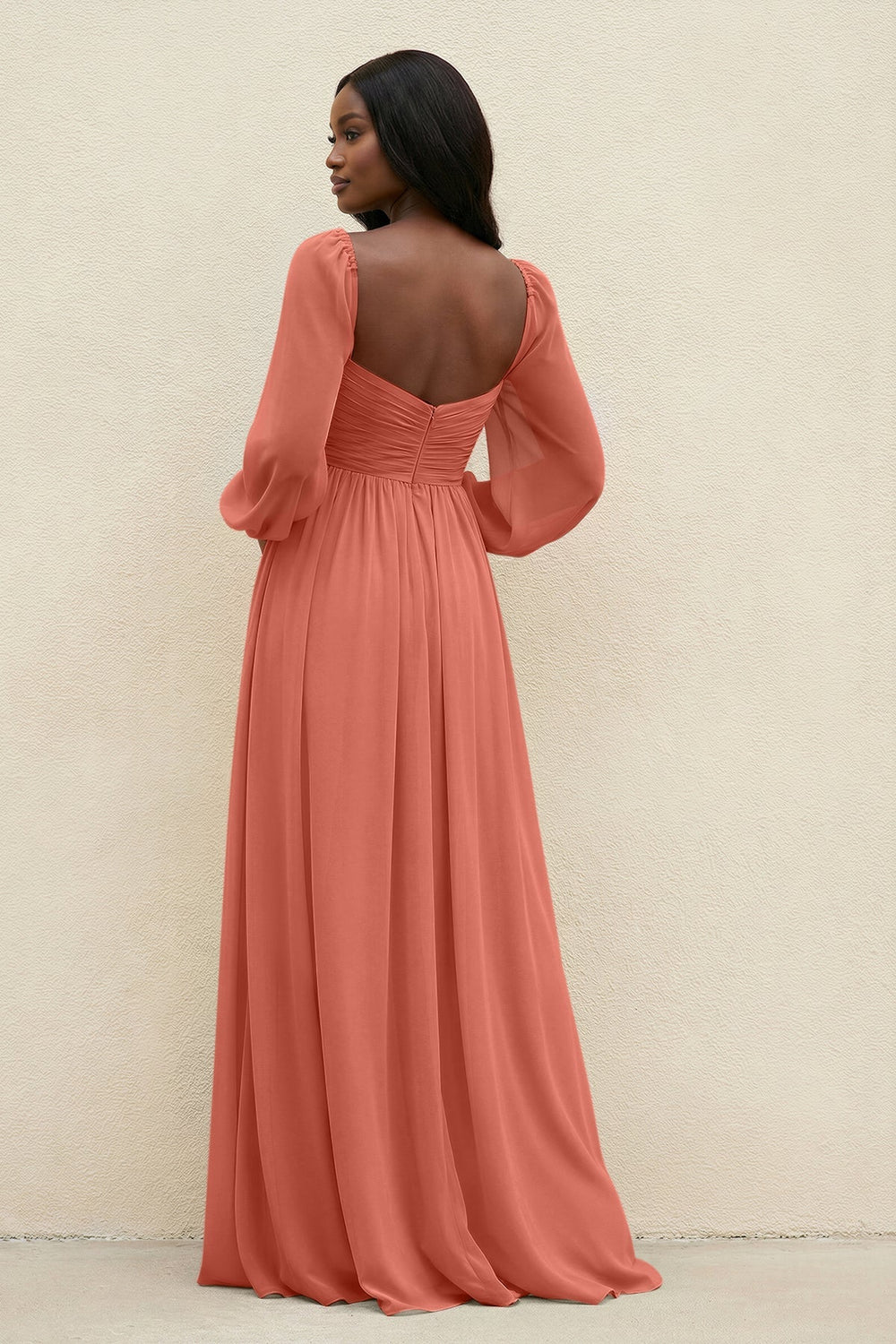 Sweetheart Long Sleeve A - Line Bridesmaid Dress in Wild Rose - KissProm Bridesmaid Dresses