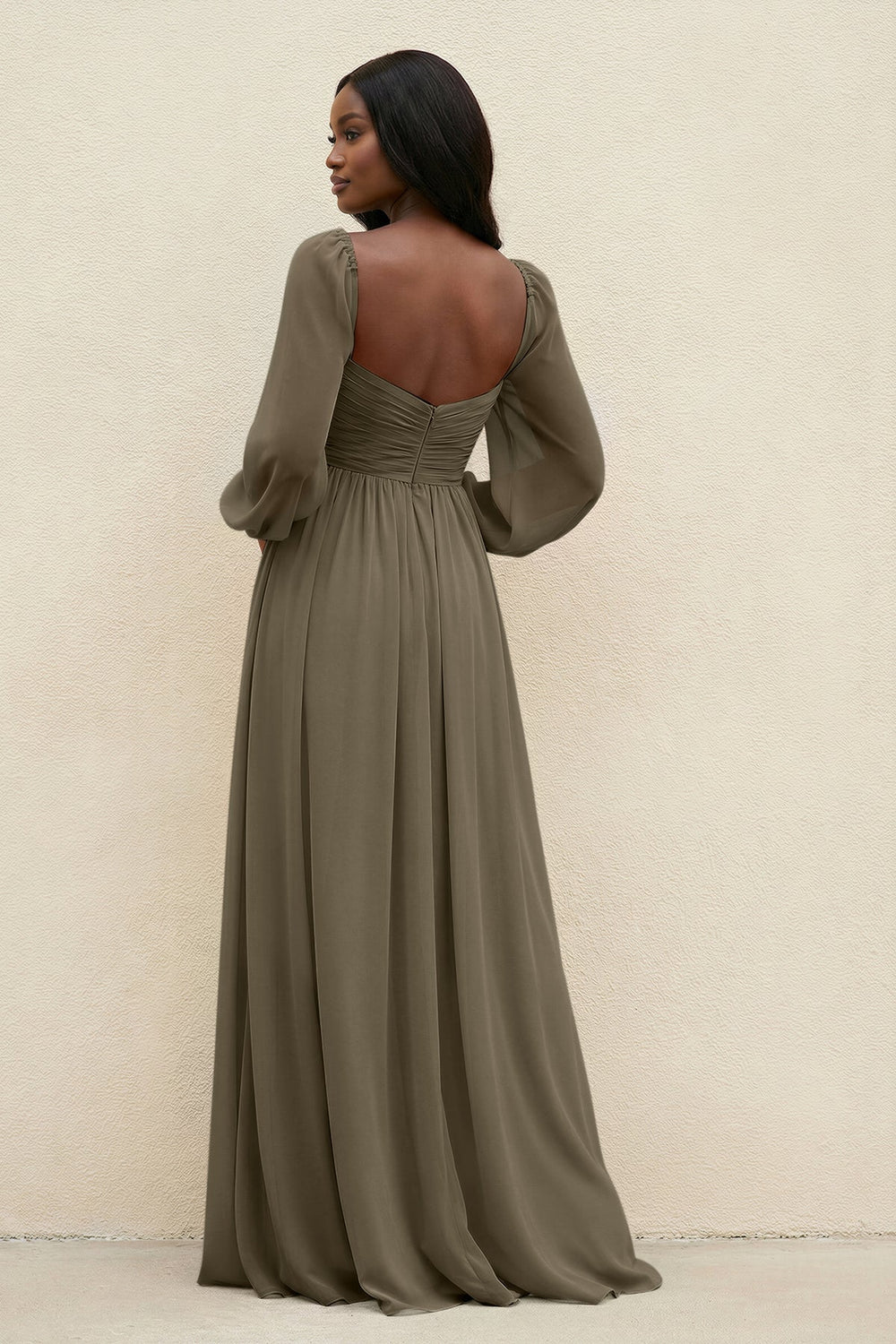 Sweetheart Long Sleeve A - Line Bridesmaid Dress in Willow Green - KissProm Bridesmaid Dresses