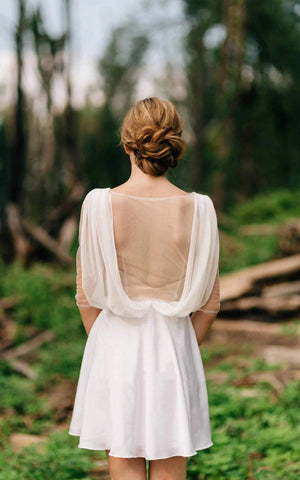 Sweetheart Long Sleeve Chiffon Tulle Lace Satin Dress With Illusion - KissProm